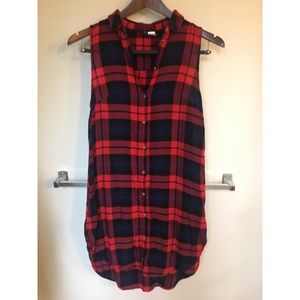 Plaid Sleeveless Tunic